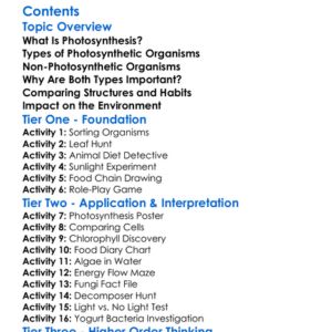 Photosynthetic Vs Non-Photosynthetic Organisms Worksheet Activity Booklet