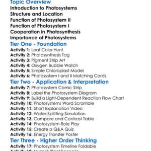 Photosystem I And Ii Worksheet Activity Booklet