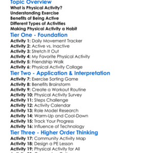 Physical Activity And Exercise Worksheet Activity Booklet