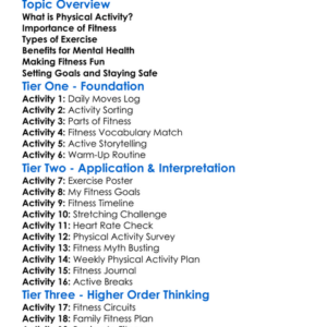 Physical Activity And Fitness Worksheet Activity Booklet