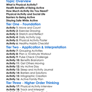 Physical Activity And Health Worksheet Activity Booklet
