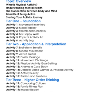 Physical Activity And Mental Health Worksheet Activity Booklet