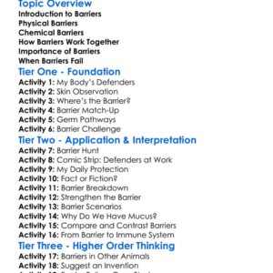 Physical And Chemical Barriers Worksheet Activity Booklet