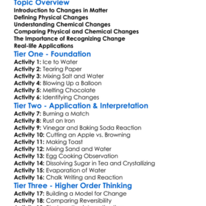 Physical And Chemical Changes Worksheet Activity Booklet