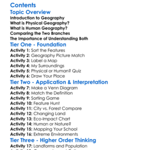 Physical And Human Geography Differences Worksheet Activity Booklet