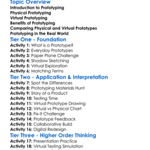 Physical And Virtual Prototyping Worksheet Activity Booklet