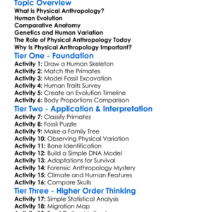 Physical Anthropology Basics Worksheet Activity Booklet