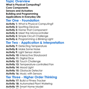 Physical Computing Worksheet Activity Booklet