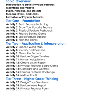 Physical Features Of Earth Worksheet Activity Booklet