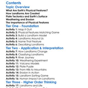 Physical Features Of The Earth And Landform Processes Worksheet Activity Booklet