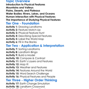 Physical Features Of The Earth Worksheet Activity Booklet
