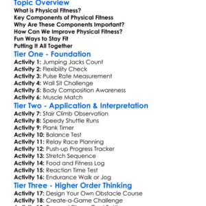 Physical Fitness Components Worksheet Activity Booklet