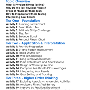 Physical Fitness Testing Worksheet Activity Booklet