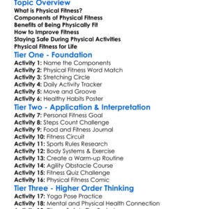 Physical Fitness Worksheet Activity Booklet