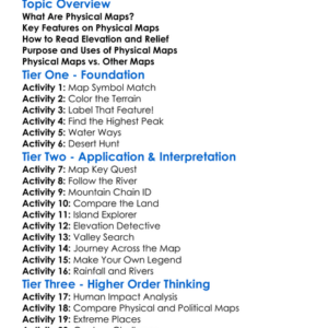Physical Maps Worksheet Activity Booklet