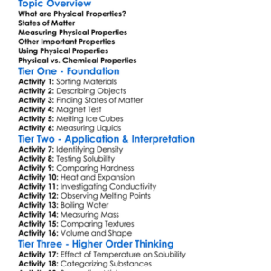 Physical Properties Of Substances Worksheet Activity Booklet