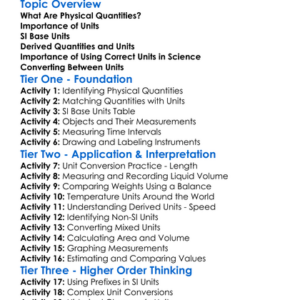 Physical Quantities And Their Units Worksheet Activity Booklet