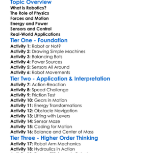 Physics In Robotics Worksheet Activity Booklet