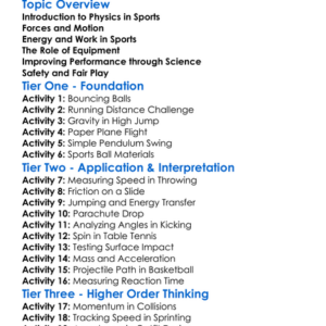 Physics In Sports Worksheet Activity Booklet