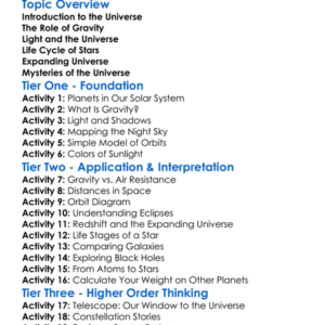 Physics Of The Universe Worksheet Activity Booklet