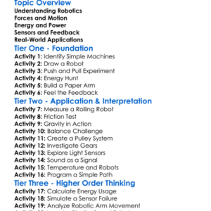 Physics Principles In Robotics Worksheet Activity Booklet