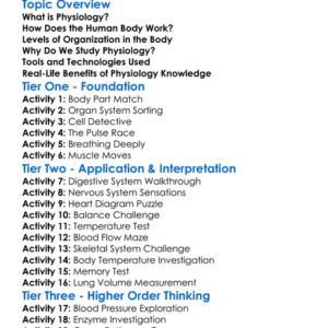 Physiology Basics Worksheet Activity Booklet