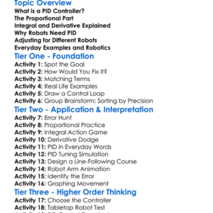 Pid Controllers In Robotics Worksheet Activity Booklet