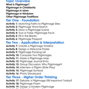Pilgrimage In Different Faiths Worksheet Activity Booklet