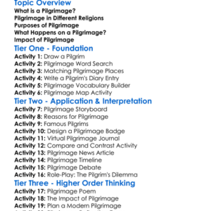 Pilgrimage In Religion Worksheet Activity Booklet