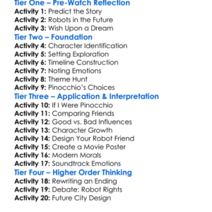 Pinocchio 3000 2004 Worksheet Activity Booklet