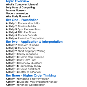 Pioneers Of Computer Science Worksheet Activity Booklet