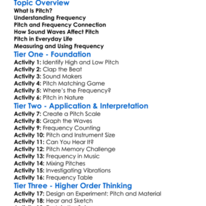 Pitch And Frequency Worksheet Activity Booklet