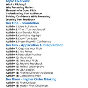 Pitching And Presenting Ideas Worksheet Activity Booklet