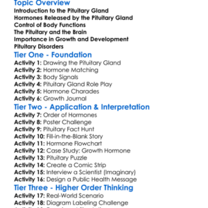Pituitary Gland Roles Worksheet Activity Booklet
