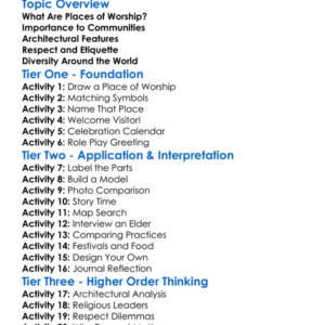 Places Of Worship Worksheet Activity Booklet