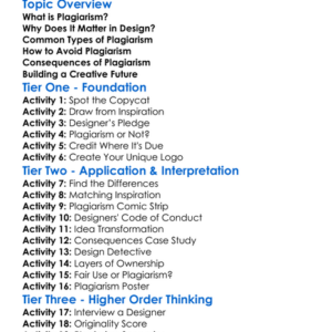 Plagiarism In Design Worksheet Activity Booklet