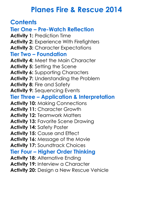 Planes Fire Rescue 2014 Worksheet Activity Booklet
