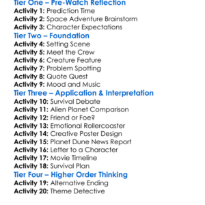 Planet Dune 2021 Worksheet Activity Booklet