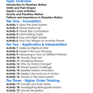 Planetary Motion Worksheet Activity Booklet
