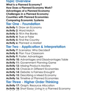 Planned Economy Worksheet Activity Booklet