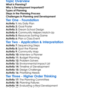Planning And Development Worksheet Activity Booklet