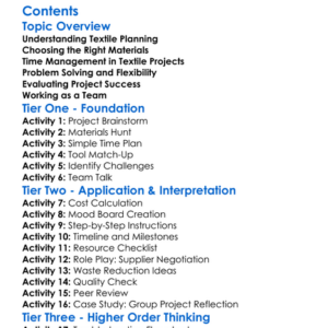 Planning And Managing Textile Projects Worksheet Activity Booklet