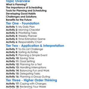Planning And Scheduling Worksheet Activity Booklet