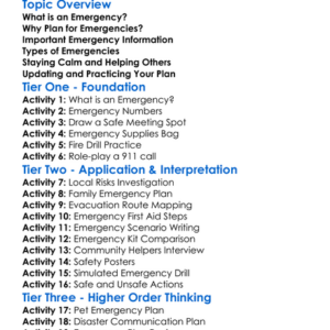 Planning For Emergencies Worksheet Activity Booklet