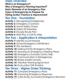 Planning For Emergencies Worksheet Activity Booklet