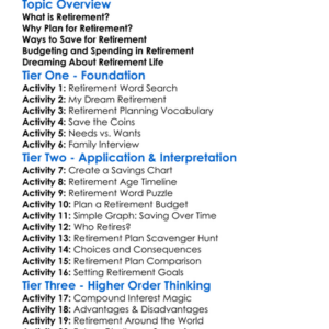 Planning For Retirement Worksheet Activity Booklet