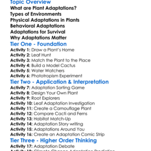Plant Adaptation To Environments Worksheet Activity Booklet