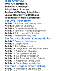 Plant Adaptations In Rainforests Worksheet Activity Booklet