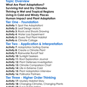 Plant Adaptations To Climate Worksheet Activity Booklet