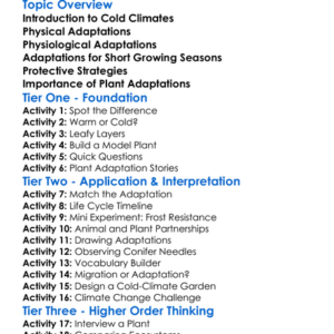 Plant Adaptations To Cold Climates Worksheet Activity Booklet
